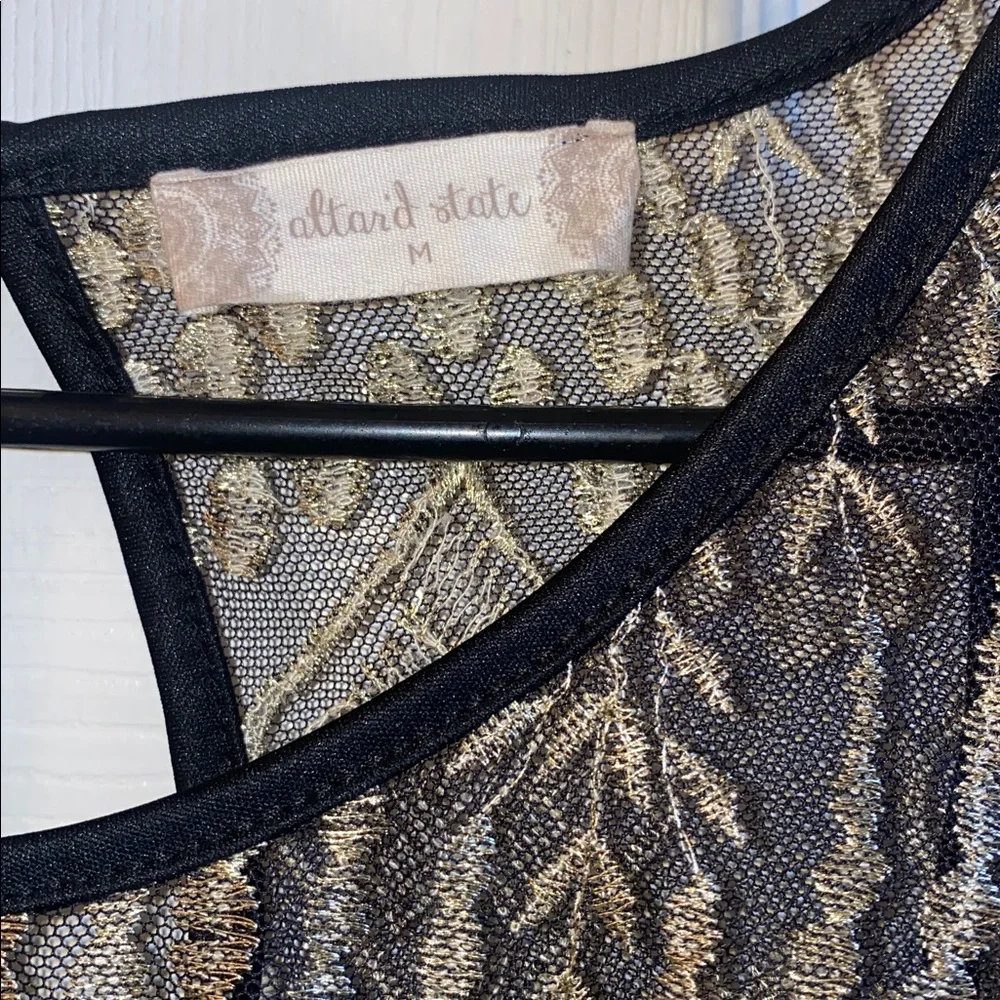 Altar'd State Black Dress with Gold Detailing